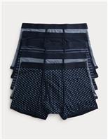 M&S 5 Pack Cotton Stretch Geometric Trunks Blue Mix