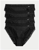 Autograph 4pk Modal Rich with Silk High Leg Knickers Black