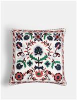 Pure Cotton Embroidered Floral Cushion