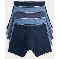 M&S 5 Pack Cotton Stretch Longer Length Trunks Blue Mix