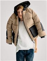 Padded Hooded Colour Block Coat (6-16 Yrs)