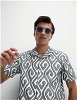Pure Cotton Jacquard Ikat Print Shirt