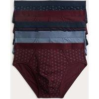 M&S 5 Pack Cotton Rich Cool & Fresh Briefs Burgundy Mix