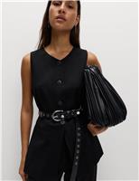 M&S Jersey Collarless Waistcoat Ecru