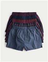 5 Pack Pure Cotton Checked Woven Boxers