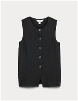 Crew Neck Textured Waistcoat