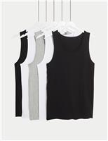 5pk Pure Cotton Sleeveless Vests