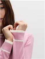M&S Supersoft Tipped Crew Neck Jumper Medium Pink