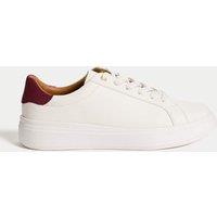 M&S Lace Up Platform Trainers White