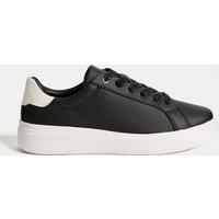 M&S Lace Up Platform Trainers Black Mix