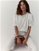 Pure Cotton Embroidered Lace Trim Top