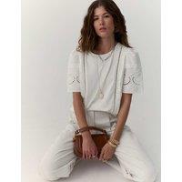 Pure Cotton Embroidered Lace Trim Top