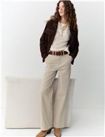 Cotton Rich High Waisted Striped Wide Leg Jeans