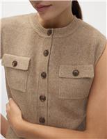 Cloud-Yarn Pocket Crew Neck Knitted Waistcoat