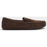 M&S Suede Moccasin Slippers with Freshfeet Dark Brown