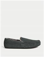 Suede Fleece Lined Moccasin Slippers