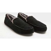 M&S Suede Fleece Lined Moccasin Slippers Black