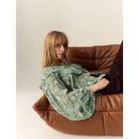 Printed Tie Neck Ruffle Blouse