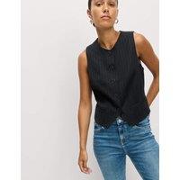 Striped Collarless Waistcoat