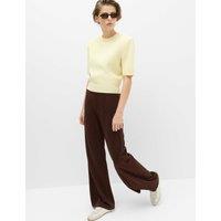 M&S Jersey Wide Leg Trousers with Stretch Dark Chocolate
