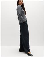 Pinstripe Single Pleat Wide Leg Trousers