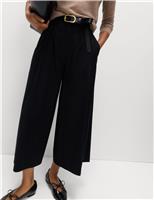 Woven Pleated Wide Leg Culottes