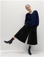 Wool Look Pleated Tailored Culottes