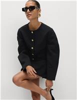 Jacquard Collarless Jacket