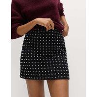 Tweed Embellished Mini A-Line Skirt