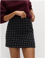 Tweed Embellished Mini A-Line Skirt