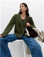 Boucl V-Neck Button Front Cardigan with Wool