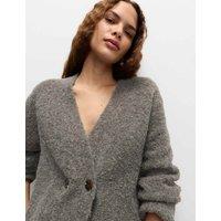 Boucl V-Neck Button Front Cardigan with Wool