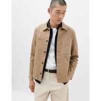 M&S Pure Cotton Herringbone Overshirt Natural