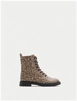Kids Leopard Print Ankle Boots (4 Small - 6 Large)