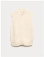 Cotton Rich Boucle Zip Up Knitted Waistcoat