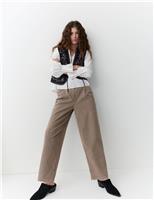 Cotton Pleat Front Barrel Leg Trousers