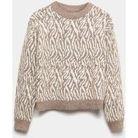 Animal Print Crew Neck Jumper with Wool