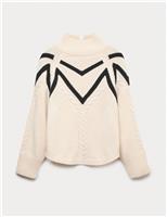 Textured Funnel Neck Jumper With Wool