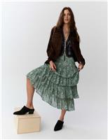 Printed Ruffle Tiered Midaxi Skirt