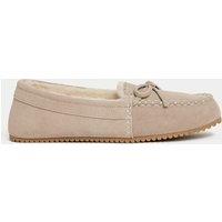 M&S Suede Stitch Detail Moccasin Slippers Taupe