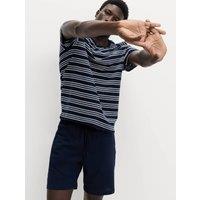M&S Pure Cotton Striped Pyjama Set Navy Mix