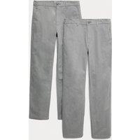 M&S 2 Pack Elasticated Waist Stretch Chinos Ash Grey