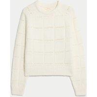 Pointelle Crew Neck Jumper With Alpaca