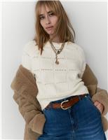 Pointelle Crew Neck Jumper With Alpaca