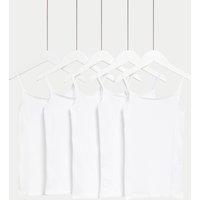 M&S 5 Pack Cotton with Stretch Cami Tops (5-14 Yrs) White