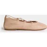 Leather Strappy Flat Ballet Pumps
