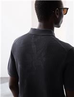 Pure Cotton Floral Knitted Polo Shirt