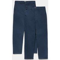 M&S 2 Pack Half Elasticated Waist Stretch Chinos Navy