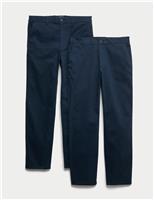 2 Pack Elasticated Waist Stretch Chinos