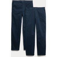 M&S 2 Pack Elasticated Waist Stretch Chinos Navy